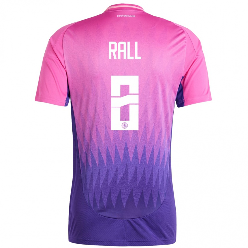 Niño Fútbol Camiseta Alemania Maximiliane Rall #8 Rosado Morado 2ª Equipación 24-26