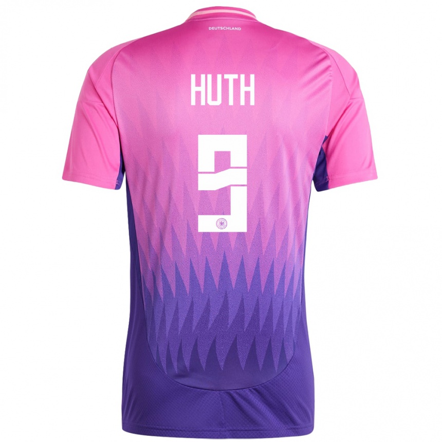 Niño Fútbol Camiseta Alemania Svenja Huth #9 Rosado Morado 2ª Equipación 24-26