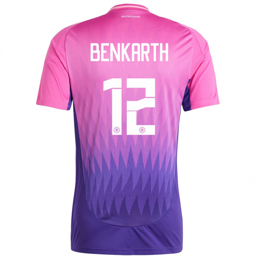 Niño Fútbol Camiseta Alemania Laura Benkarth #12 Rosado Morado 2ª Equipación 24-26