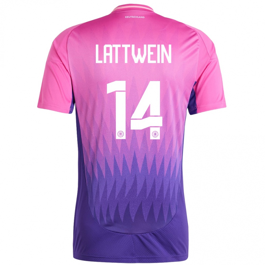 Niño Fútbol Camiseta Alemania Lena Lattwein #14 Rosado Morado 2ª Equipación 24-26