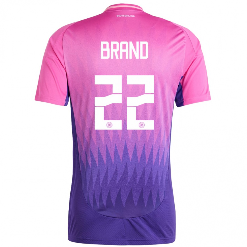 Niño Fútbol Camiseta Alemania Jule Brand #22 Rosado Morado 2ª Equipación 24-26