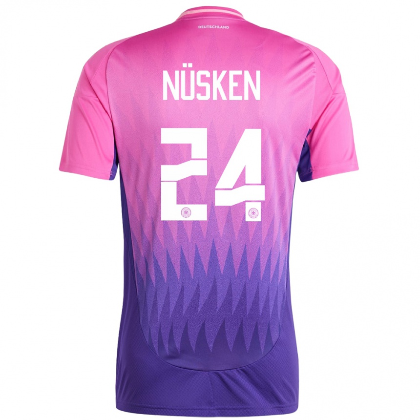 Niño Fútbol Camiseta Alemania Sjoeke Nusken #24 Rosado Morado 2ª Equipación 24-26