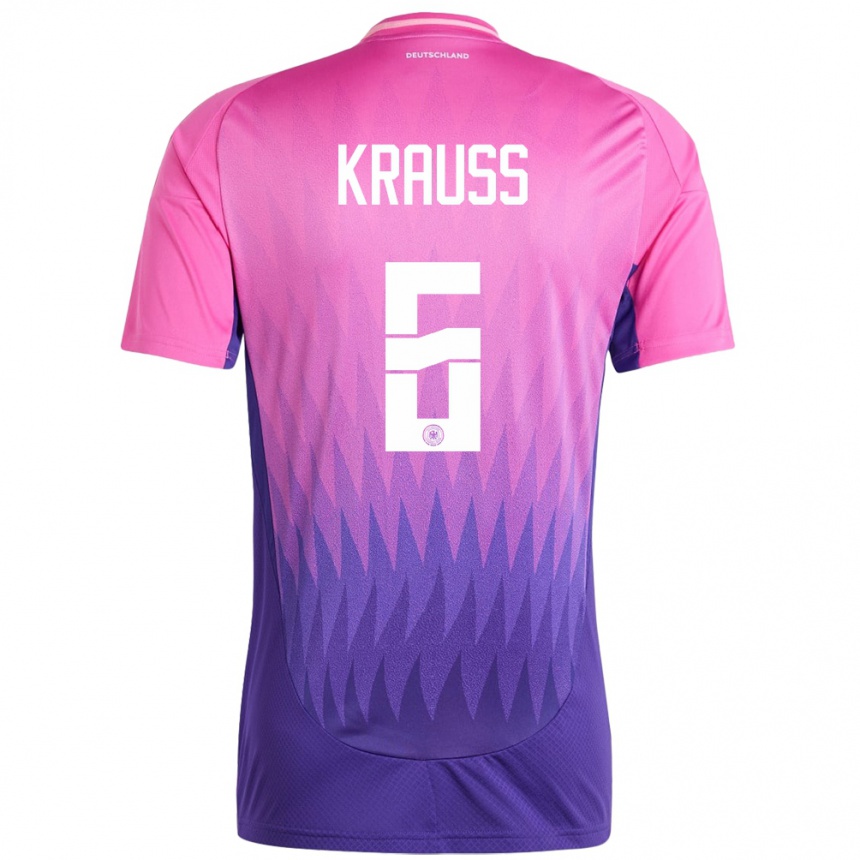 Niño Fútbol Camiseta Alemania Tom Kraub #6 Rosado Morado 2ª Equipación 24-26