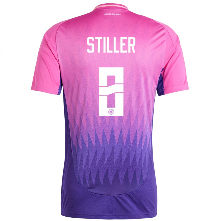 Niño Fútbol Camiseta Alemania Angelo Stiller #8 Rosado Morado 2ª Equipación 24-26