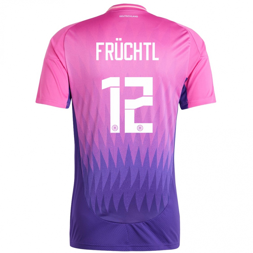 Niño Fútbol Camiseta Alemania Christian Fruchtl #12 Rosado Morado 2ª Equipación 24-26