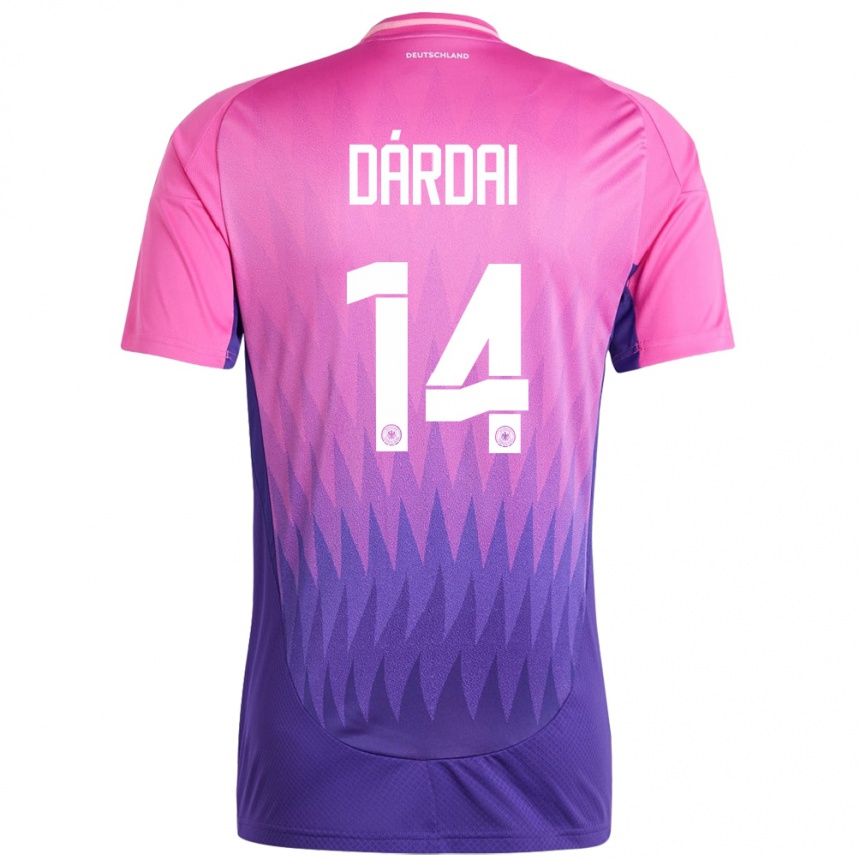 Niño Fútbol Camiseta Alemania Marton Dardai #14 Rosado Morado 2ª Equipación 24-26