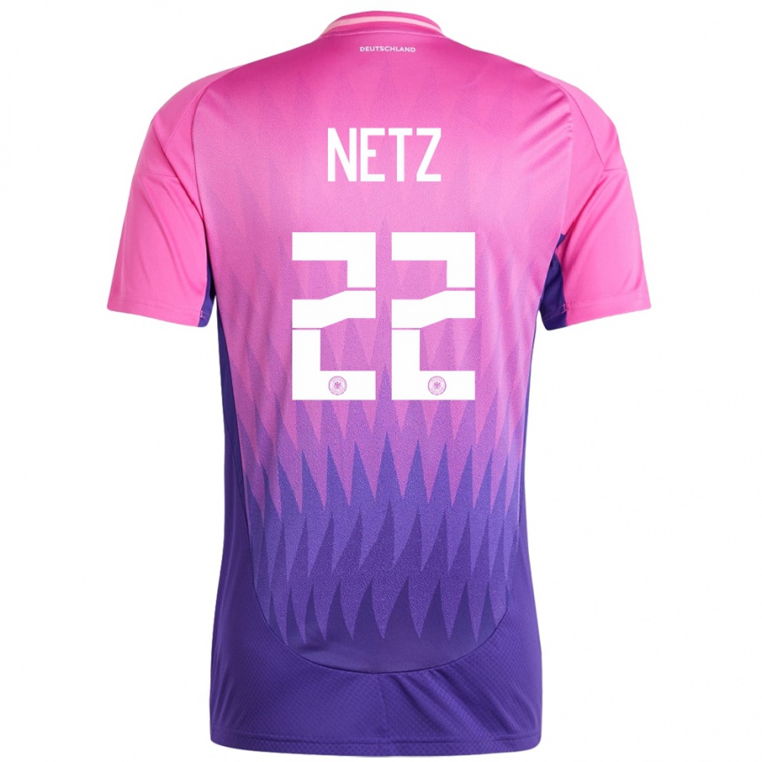 Niño Fútbol Camiseta Alemania Luca Netz #22 Rosado Morado 2ª Equipación 24-26