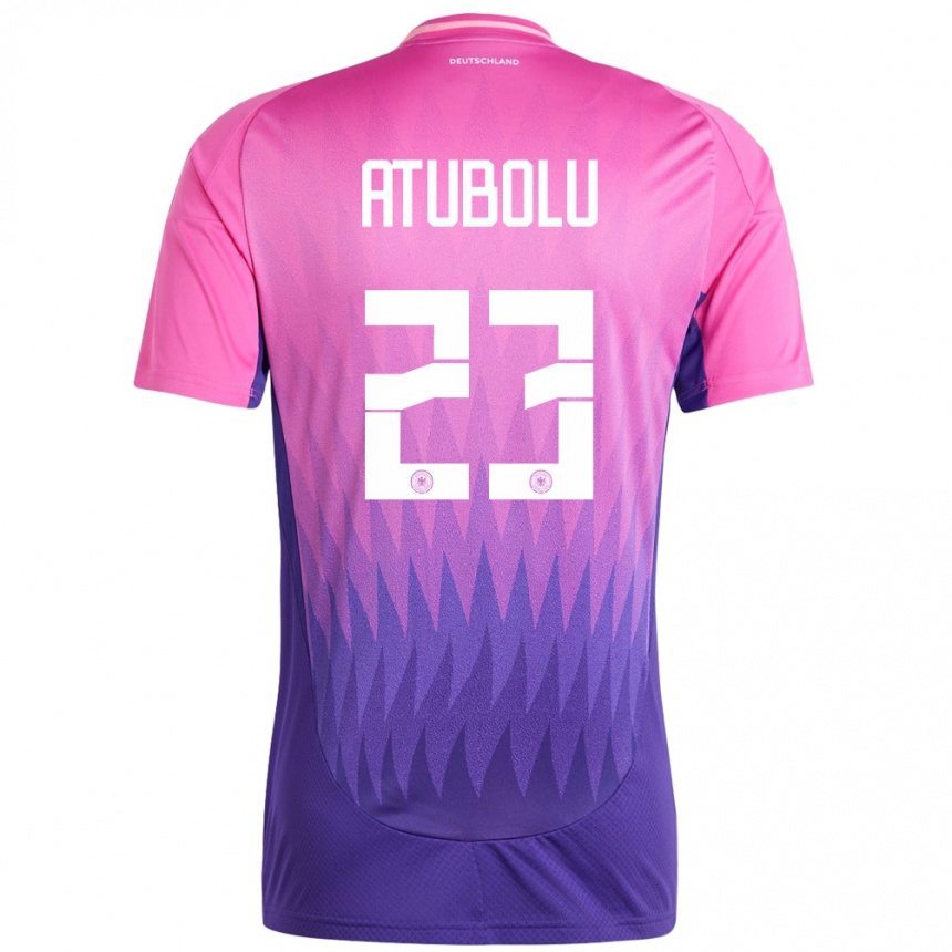 Niño Fútbol Camiseta Alemania Noah Atubolu #23 Rosado Morado 2ª Equipación 24-26