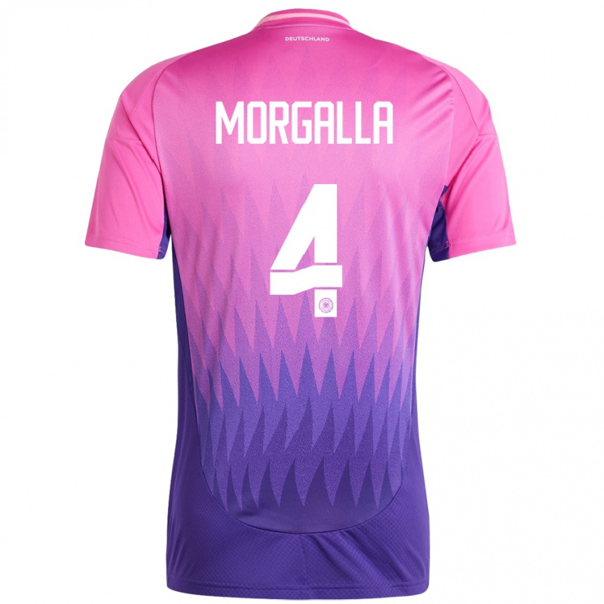 Niño Fútbol Camiseta Alemania Leandro Morgalla #4 Rosado Morado 2ª Equipación 24-26