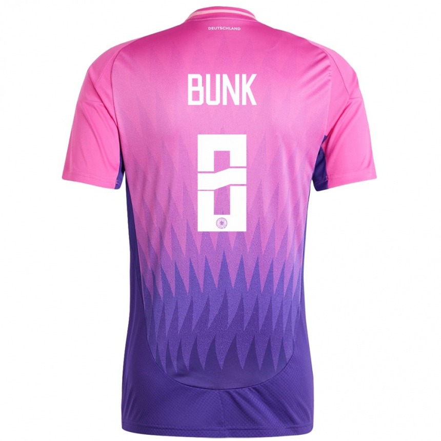 Niño Fútbol Camiseta Alemania Daniel Bunk #8 Rosado Morado 2ª Equipación 24-26