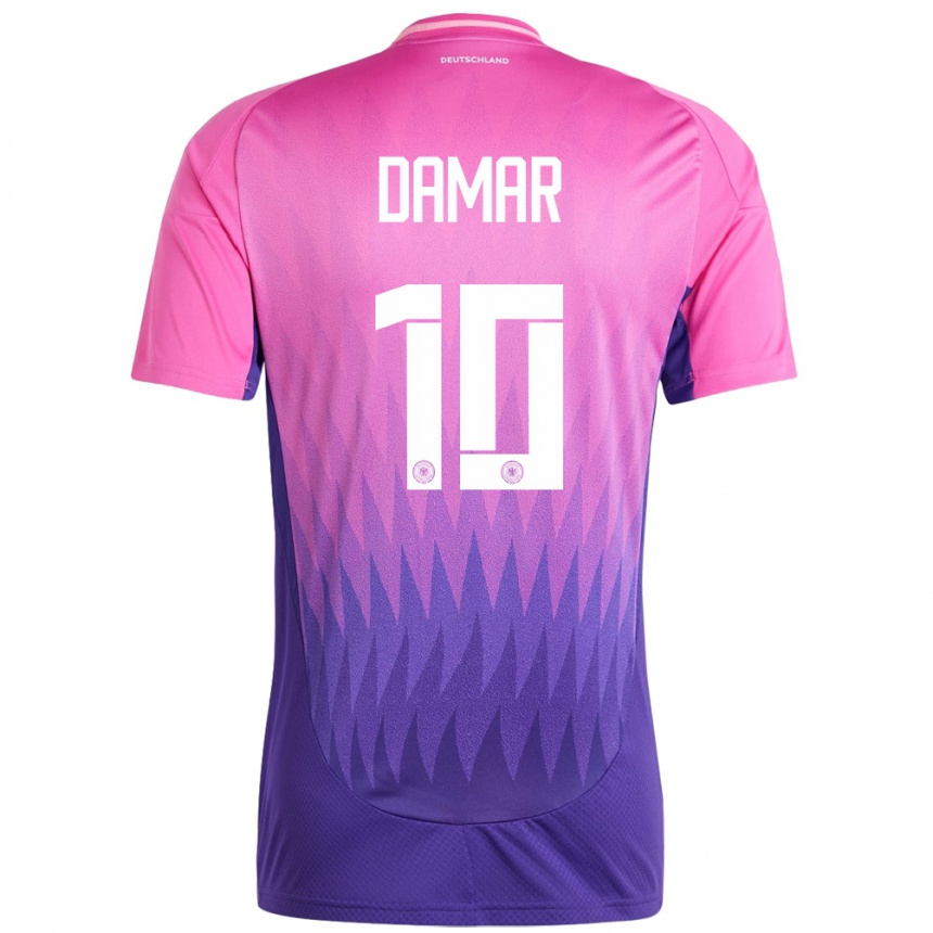 Niño Fútbol Camiseta Alemania Muhammed Damar #10 Rosado Morado 2ª Equipación 24-26