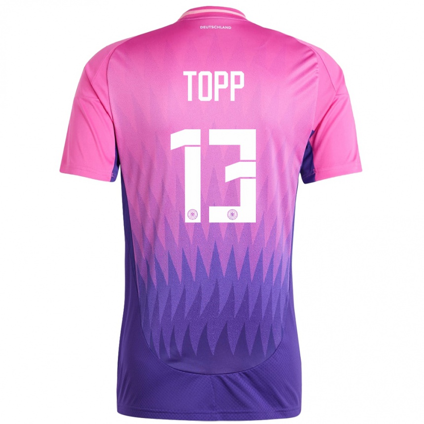 Niño Fútbol Camiseta Alemania Keke Topp #13 Rosado Morado 2ª Equipación 24-26