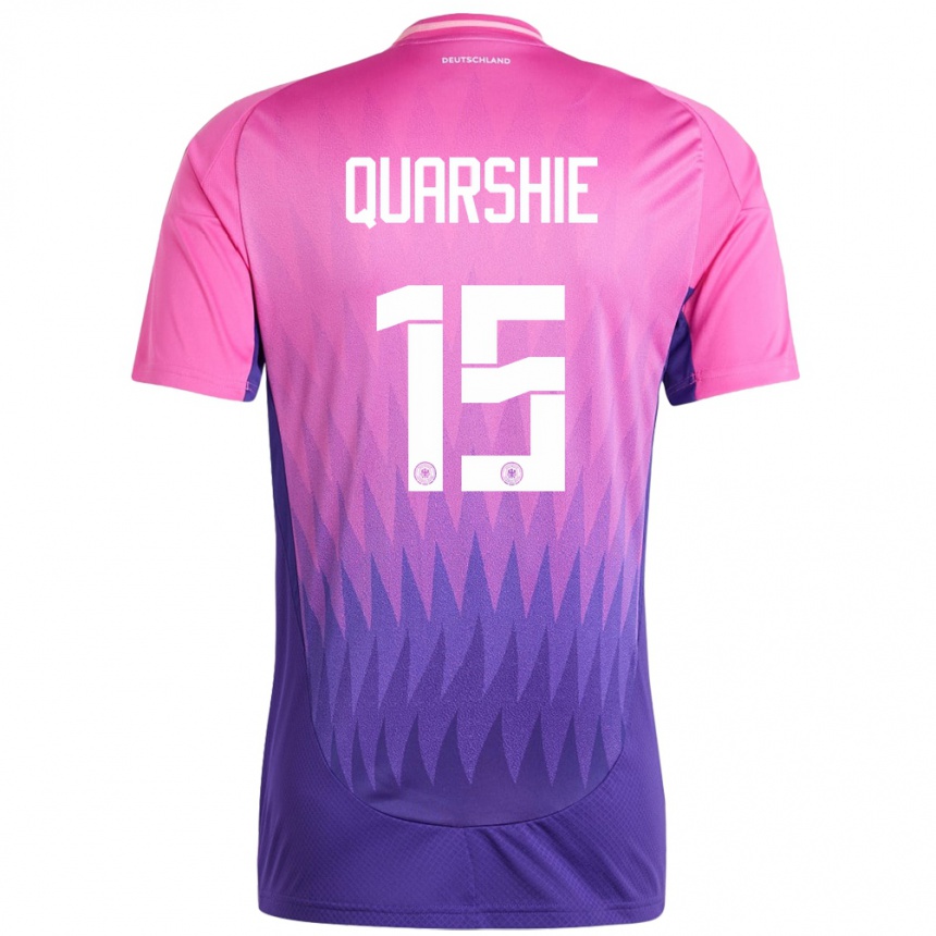 Niño Fútbol Camiseta Alemania Joshua Quarshie #15 Rosado Morado 2ª Equipación 24-26