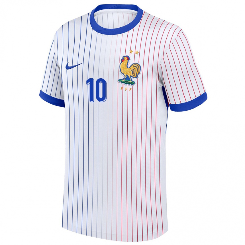 Niño Fútbol Camiseta Francia Kylian Mbappe #10 Blanco 2ª Equipación 24-26