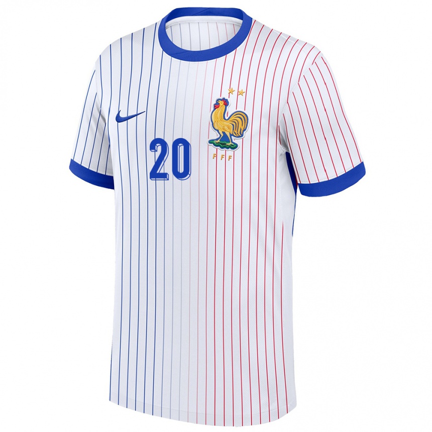 Niño Fútbol Camiseta Francia Ousmane Camara #20 Blanco 2ª Equipación 24-26