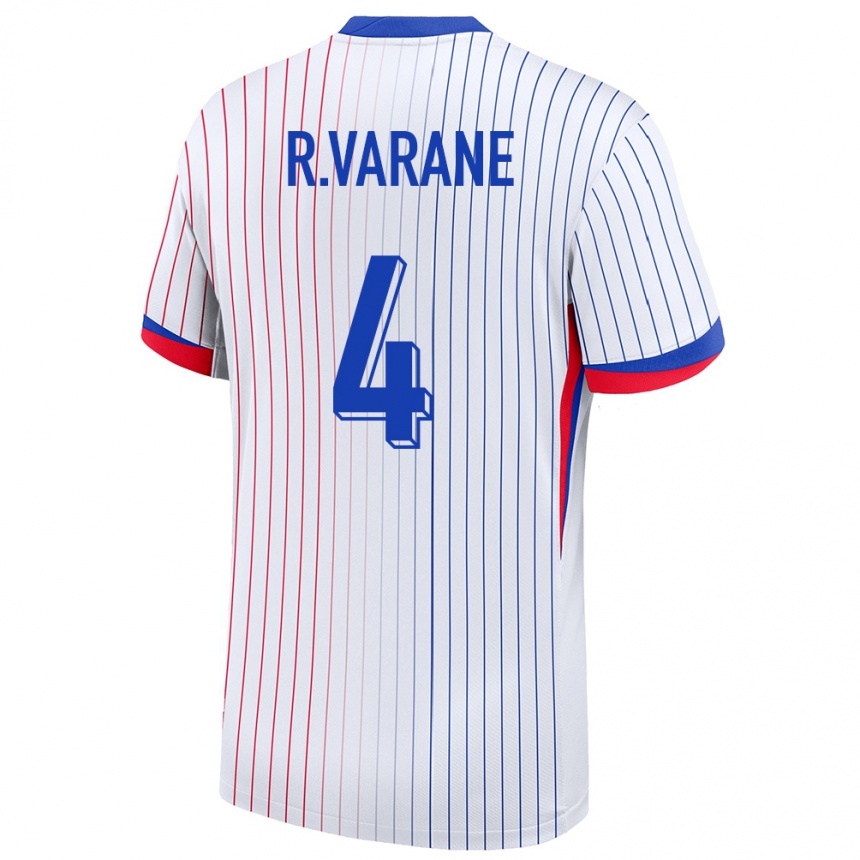 Niño Fútbol Camiseta Francia Raphael Varane #4 Blanco 2ª Equipación 24-26