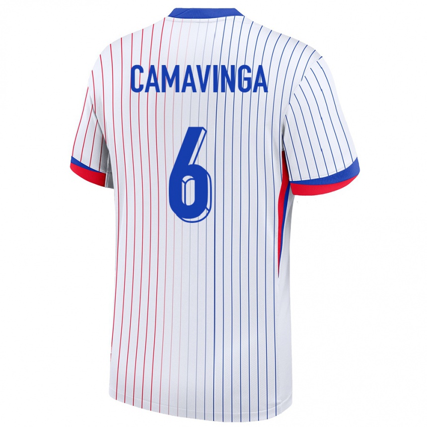 Niño Fútbol Camiseta Francia Eduardo Camavinga #6 Blanco 2ª Equipación 24-26