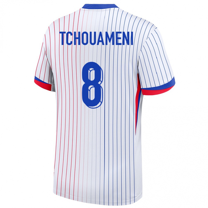 Niño Fútbol Camiseta Francia Aurelien Tchouameni #8 Blanco 2ª Equipación 24-26