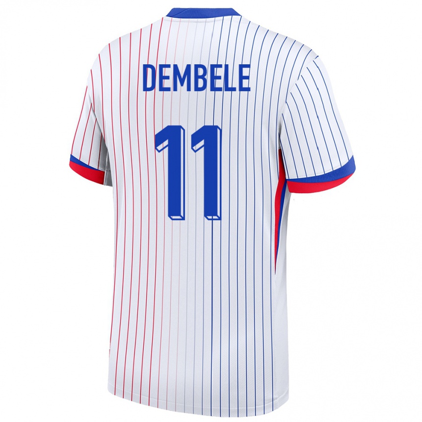 Niño Fútbol Camiseta Francia Ousmane Dembele #11 Blanco 2ª Equipación 24-26