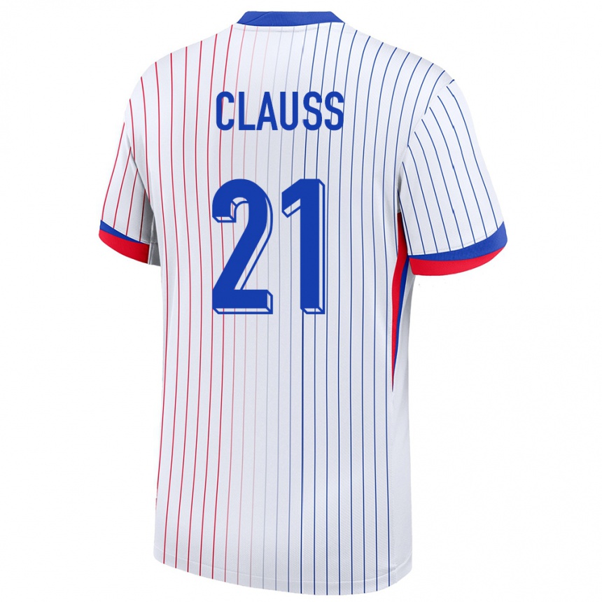 Niño Fútbol Camiseta Francia Jonathan Clauss #21 Blanco 2ª Equipación 24-26