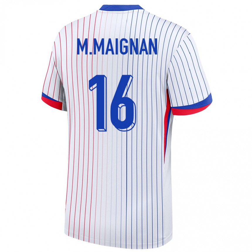 Niño Fútbol Camiseta Francia Mike Maignan #16 Blanco 2ª Equipación 24-26