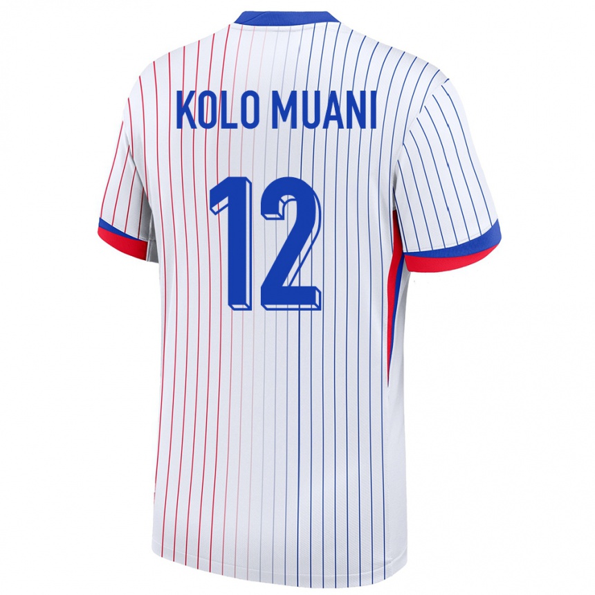 Niño Fútbol Camiseta Francia Randal Kolo Muani #12 Blanco 2ª Equipación 24-26