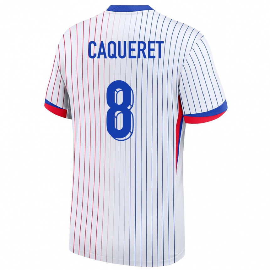 Niño Fútbol Camiseta Francia Maxence Caqueret #8 Blanco 2ª Equipación 24-26