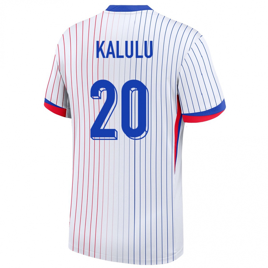 Niño Fútbol Camiseta Francia Pierre Kalulu #20 Blanco 2ª Equipación 24-26