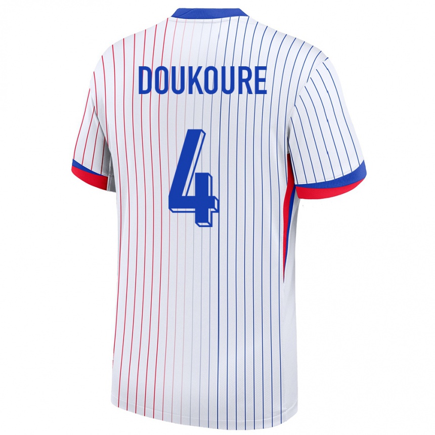 Niño Fútbol Camiseta Francia Ismael Doukoure #4 Blanco 2ª Equipación 24-26