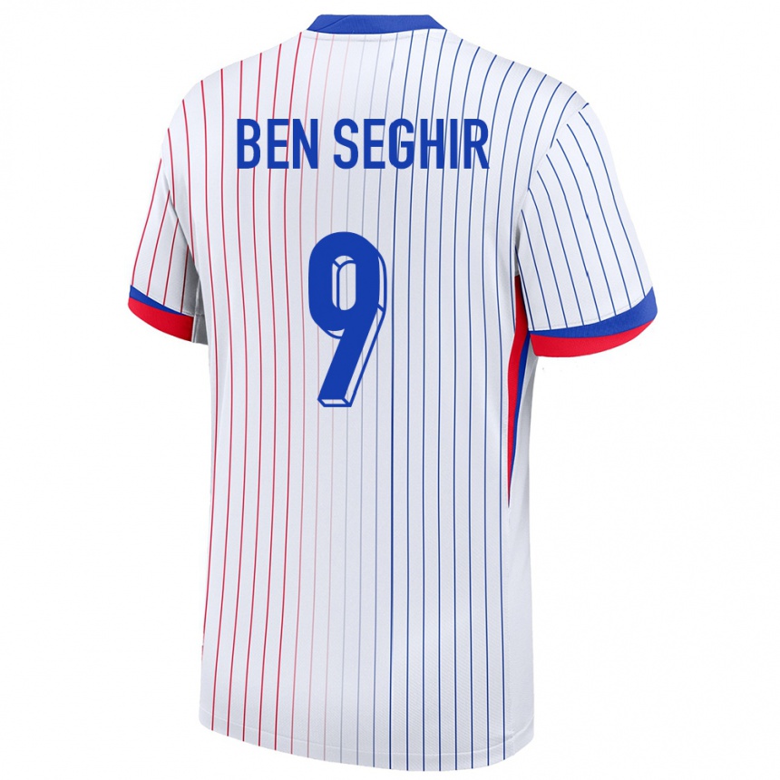 Niño Fútbol Camiseta Francia Salim Ben Seghir #9 Blanco 2ª Equipación 24-26