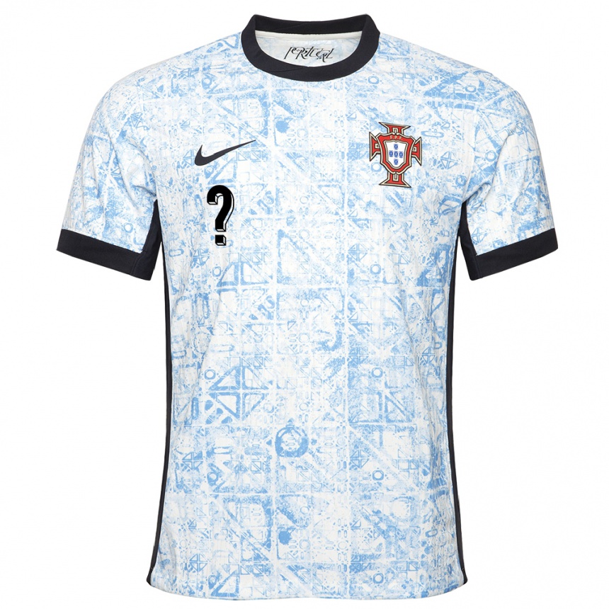 Niño Fútbol Camiseta Portugal Su Nombre #0 Crema Azul 2ª Equipación 24-26