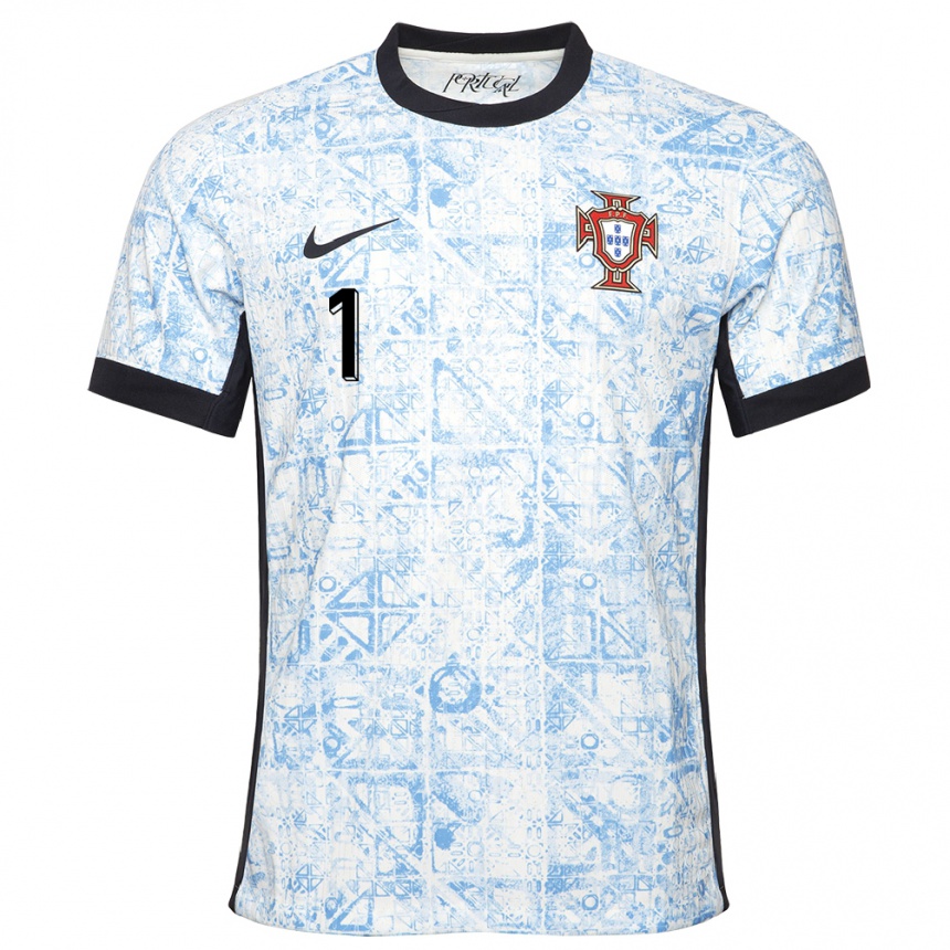 Niño Fútbol Camiseta Portugal Ines Pereira #1 Crema Azul 2ª Equipación 24-26