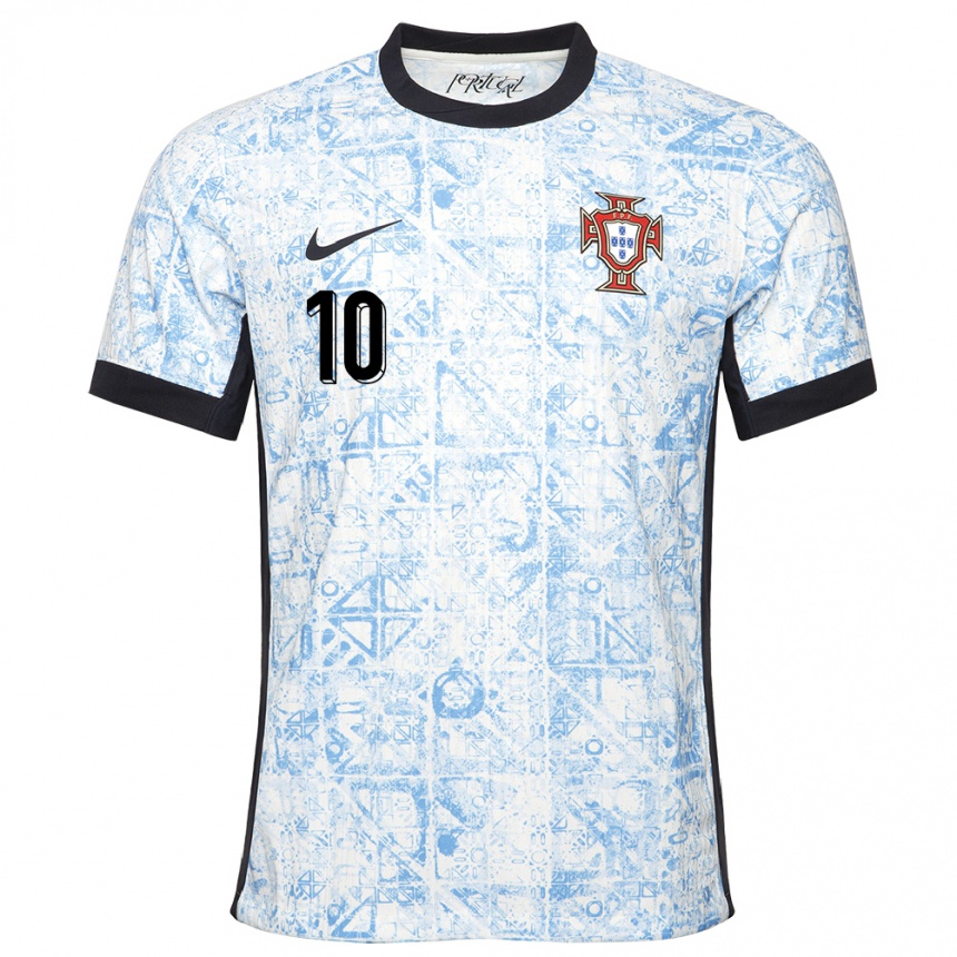 Niño Fútbol Camiseta Portugal Tiago Freitas #10 Crema Azul 2ª Equipación 24-26