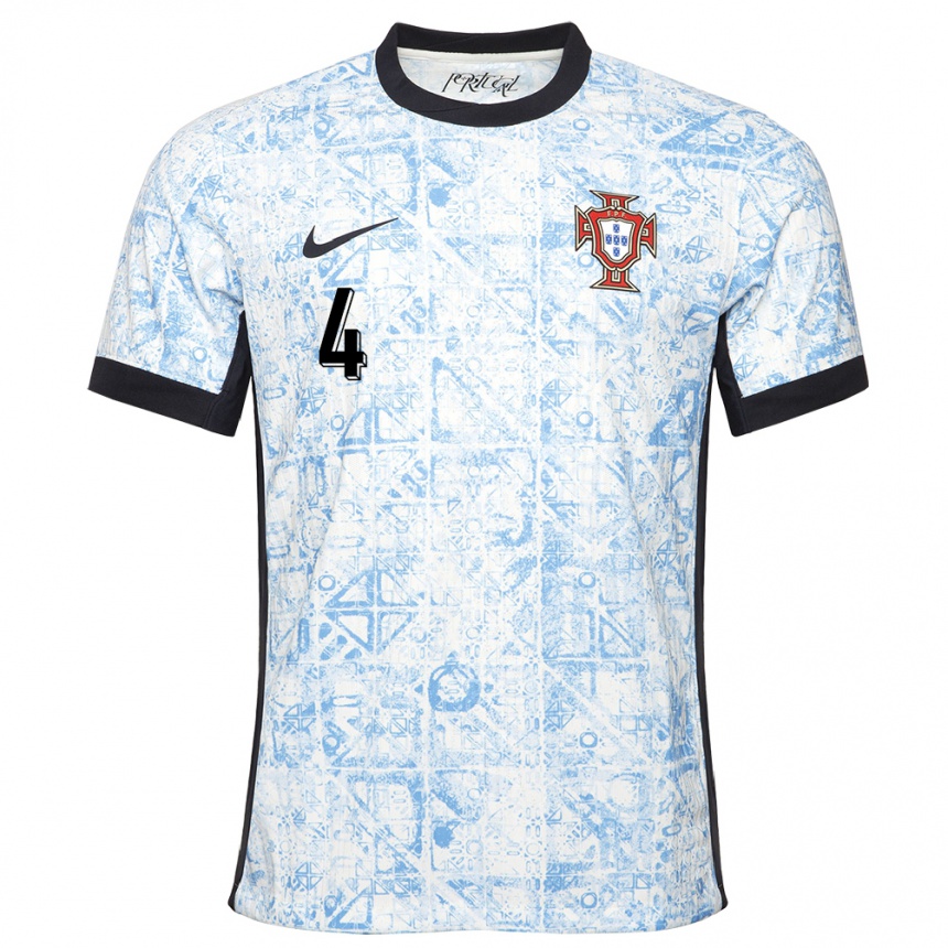 Niño Fútbol Camiseta Portugal Ricardo Ribeiro #4 Crema Azul 2ª Equipación 24-26