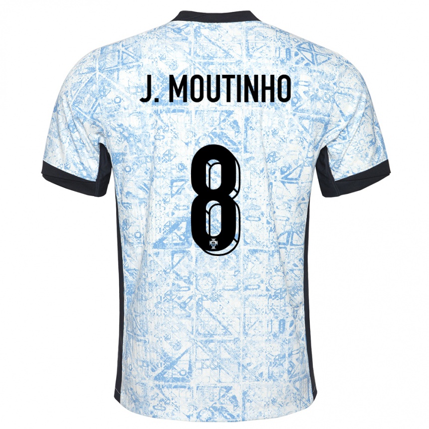 Niño Fútbol Camiseta Portugal Joao Moutinho #8 Crema Azul 2ª Equipación 24-26