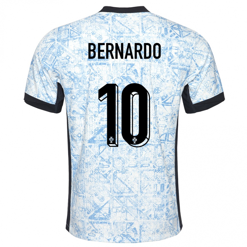 Niño Fútbol Camiseta Portugal Bernardo Silva #10 Crema Azul 2ª Equipación 24-26