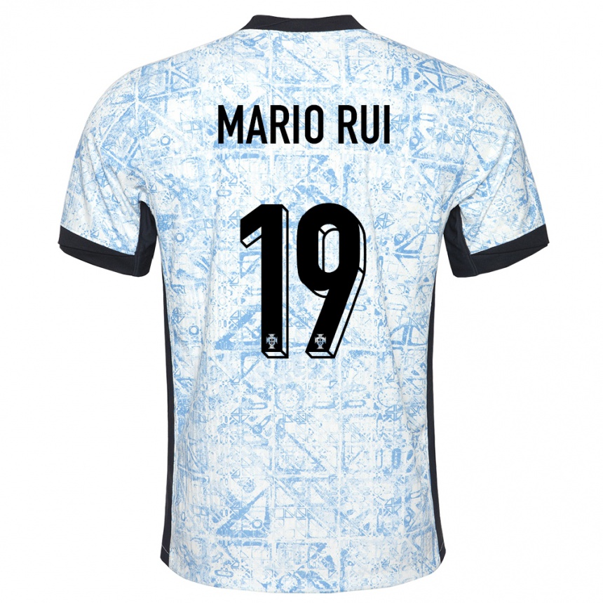 Niño Fútbol Camiseta Portugal Mario Rui #19 Crema Azul 2ª Equipación 24-26