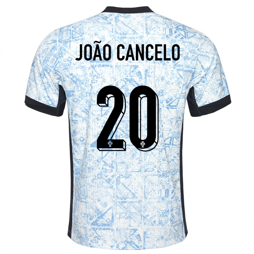 Niño Fútbol Camiseta Portugal Joao Cancelo #20 Crema Azul 2ª Equipación 24-26
