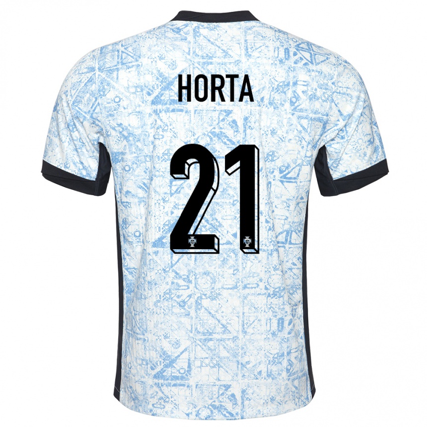 Niño Fútbol Camiseta Portugal Ricardo Horta #21 Crema Azul 2ª Equipación 24-26