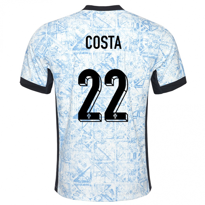 Niño Fútbol Camiseta Portugal Diogo Costa #22 Crema Azul 2ª Equipación 24-26