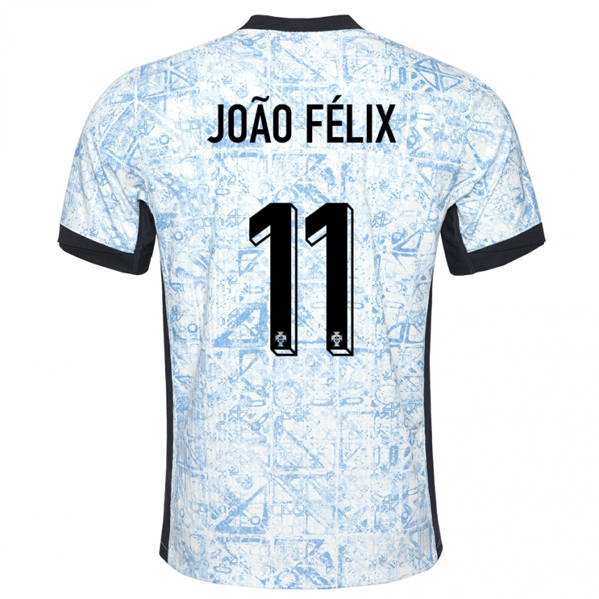 Niño Fútbol Camiseta Portugal Joao Felix #11 Crema Azul 2ª Equipación 24-26