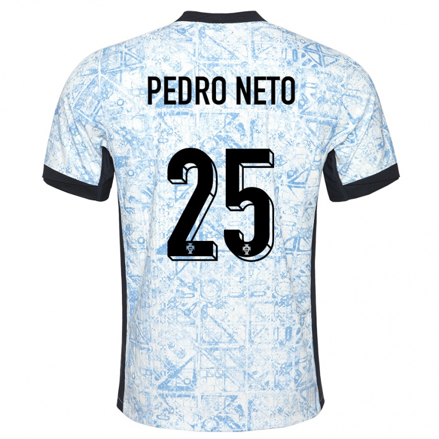 Niño Fútbol Camiseta Portugal Pedro Neto #25 Crema Azul 2ª Equipación 24-26