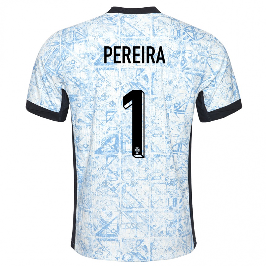 Niño Fútbol Camiseta Portugal Ines Pereira #1 Crema Azul 2ª Equipación 24-26