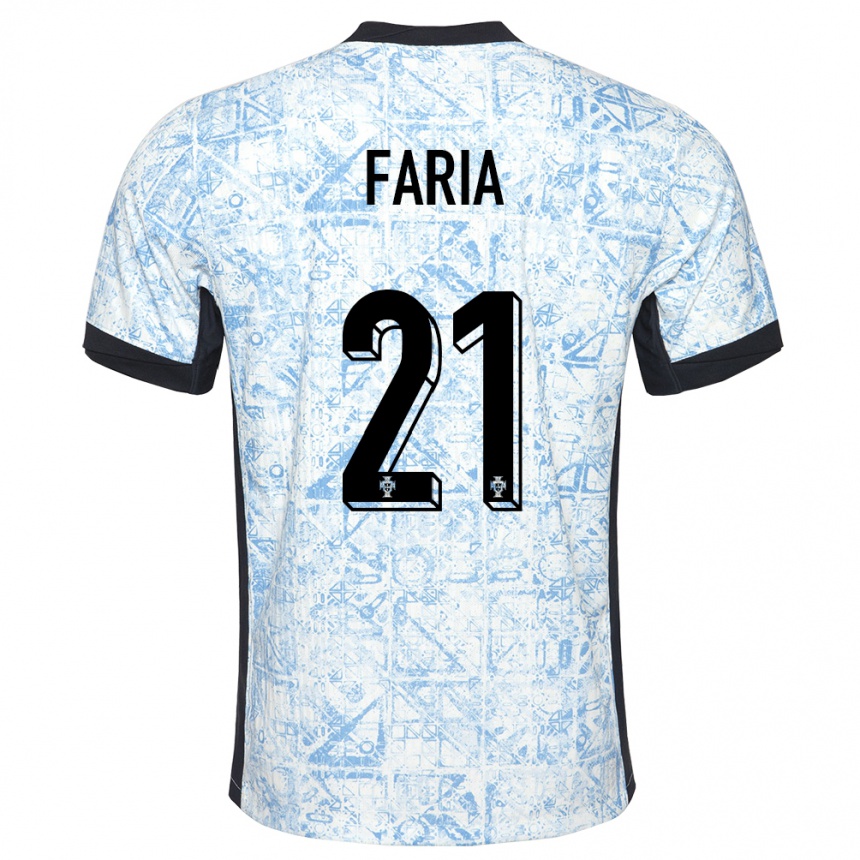 Niño Fútbol Camiseta Portugal Andreia Faria #21 Crema Azul 2ª Equipación 24-26