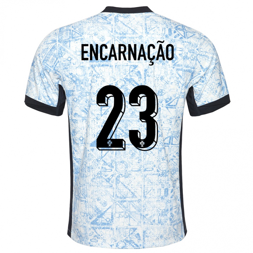 Niño Fútbol Camiseta Portugal Telma Encarnacao #23 Crema Azul 2ª Equipación 24-26