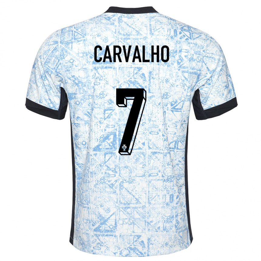 Niño Fútbol Camiseta Portugal Fabio Carvalho #7 Crema Azul 2ª Equipación 24-26