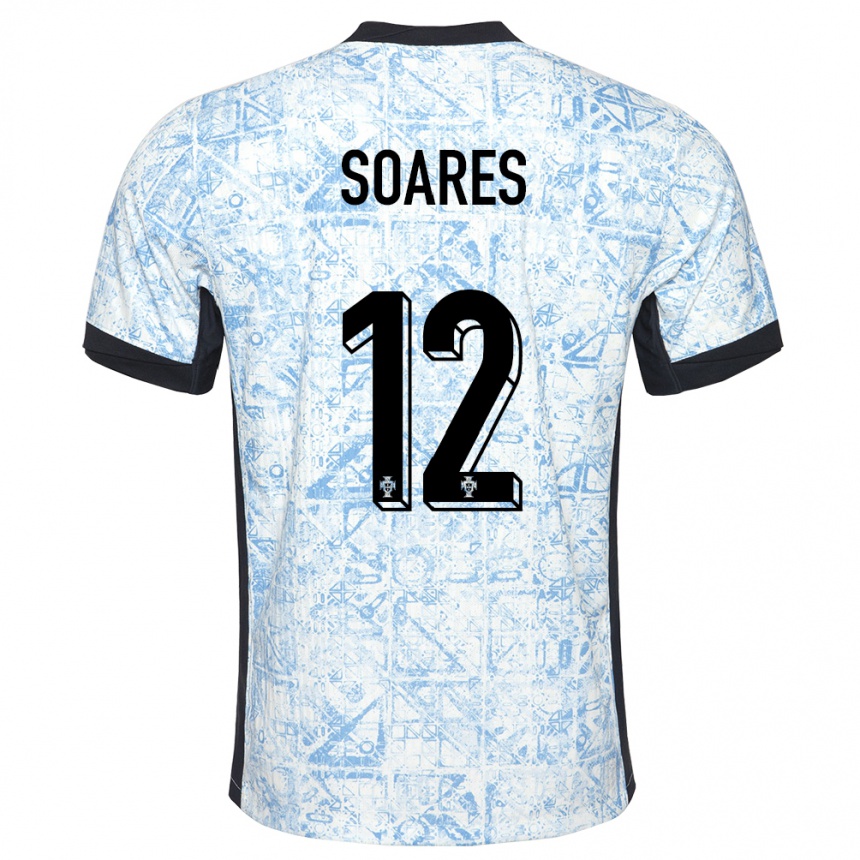 Niño Fútbol Camiseta Portugal Samuel Soares #12 Crema Azul 2ª Equipación 24-26