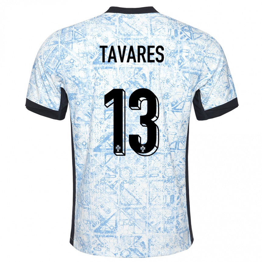 Niño Fútbol Camiseta Portugal Nuno Tavares #13 Crema Azul 2ª Equipación 24-26