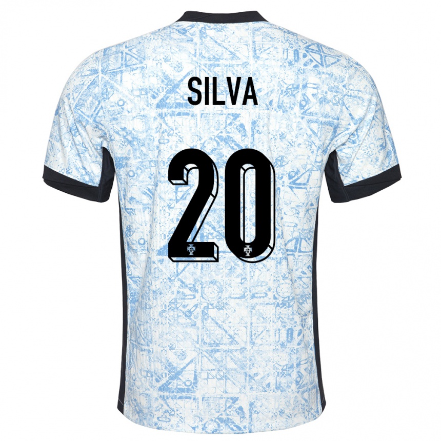 Niño Fútbol Camiseta Portugal Fabio Silva #20 Crema Azul 2ª Equipación 24-26