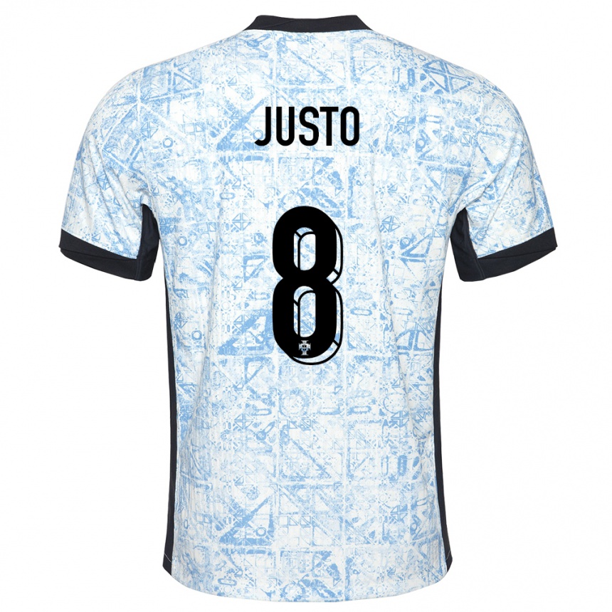 Niño Fútbol Camiseta Portugal Samuel Justo #8 Crema Azul 2ª Equipación 24-26